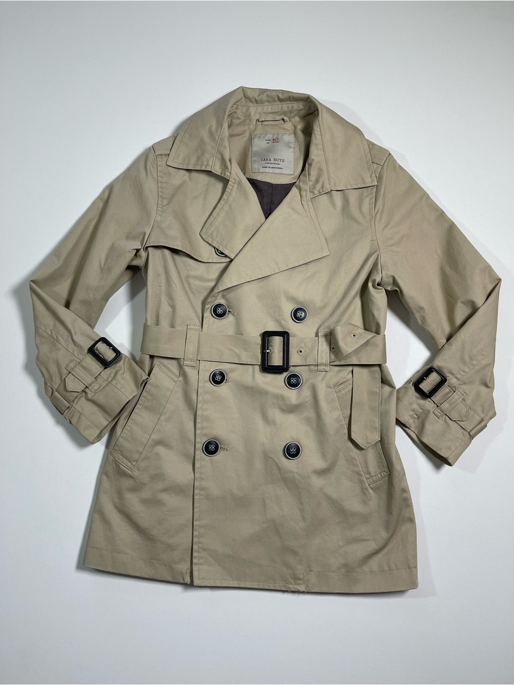 Zara Beige Double-Breasted Trench Coat
